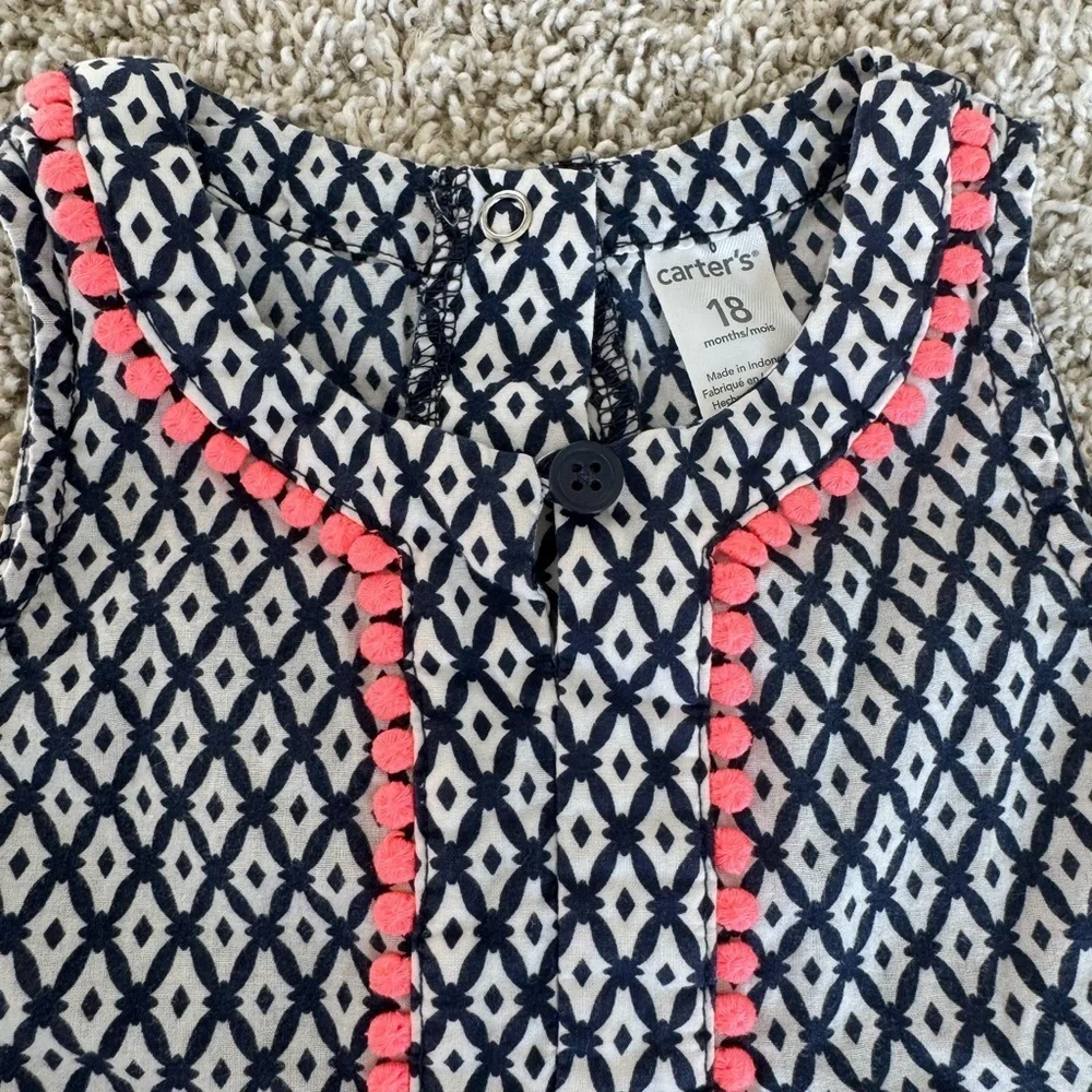 Carter’s Baby Girl Sleeveless Geometric Print Top Tank Top - Size 18 Months